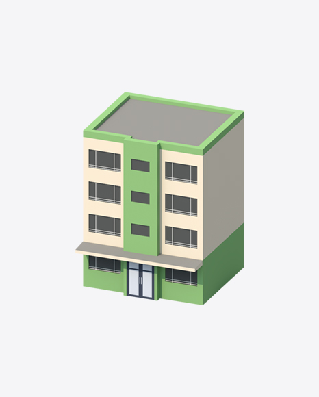 Free Green Low Poly Building