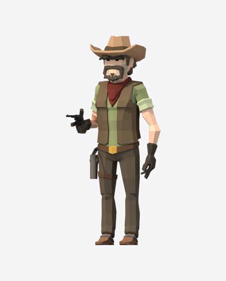 Free Low Poly Cowboy With Revolver