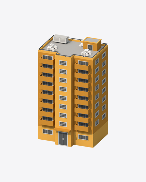 Free Orange Low Poly Building