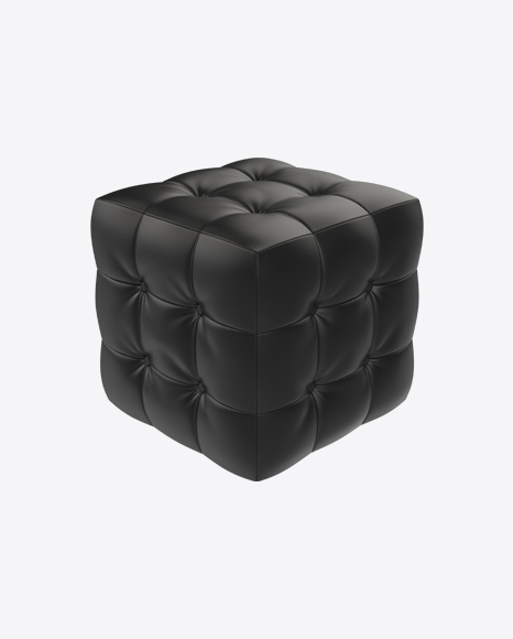 Free Black Leather Pouf