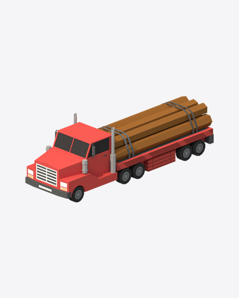 Free Low Poly Truck with Logs