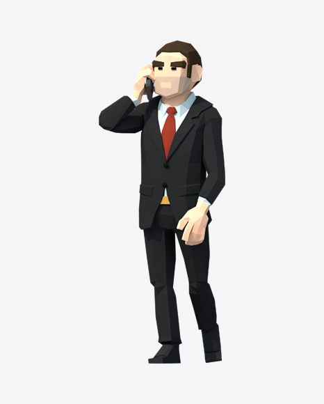 Free Low Poly Man in Black Suit