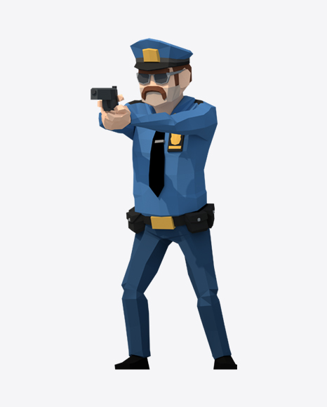 Free Low Poly Police Man Pointing Gun