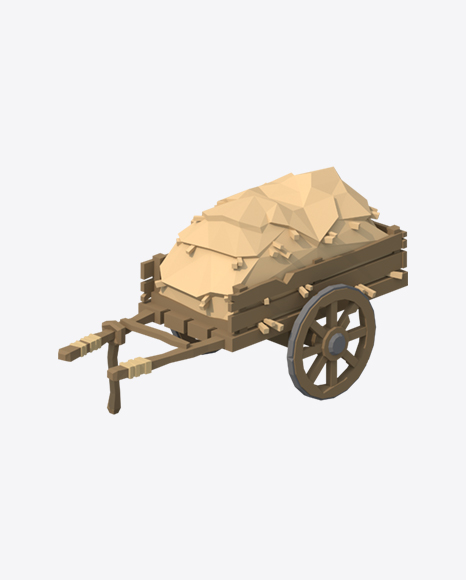 Free Low Poly Cart with Hay