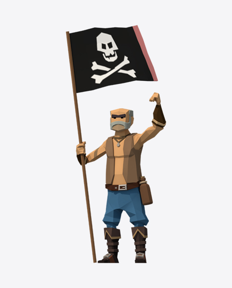 Free Low Poly Pirate with Flag