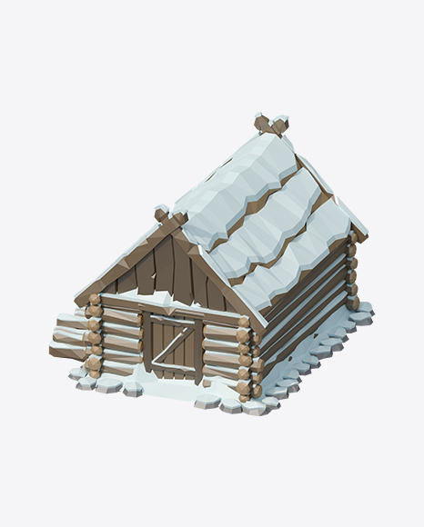 Free Low Poly Snow Covered Log House