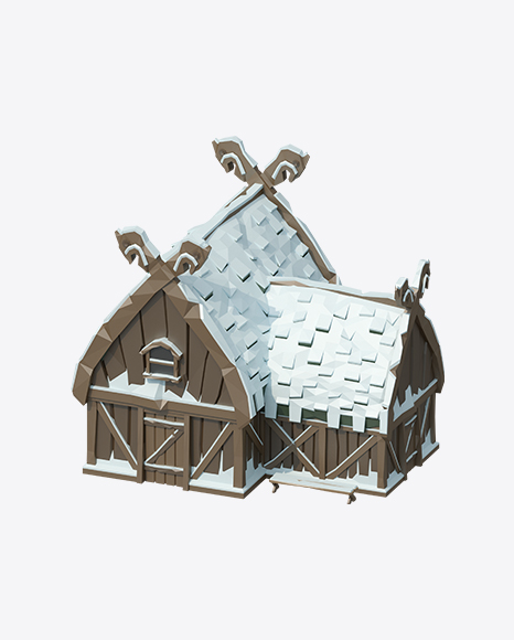 Free Low Poly Snow Covered Log House