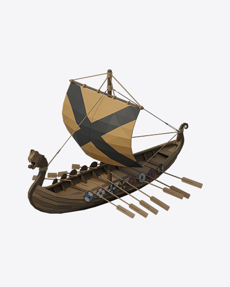 Free Low Poly Snow Covered Viking Ship