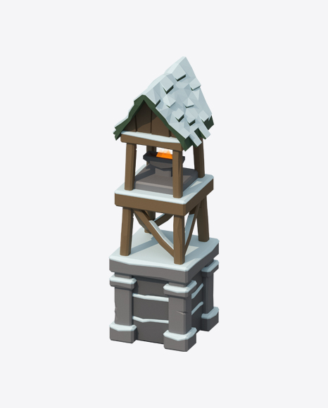 Free Low Poly Snow Covered Tower