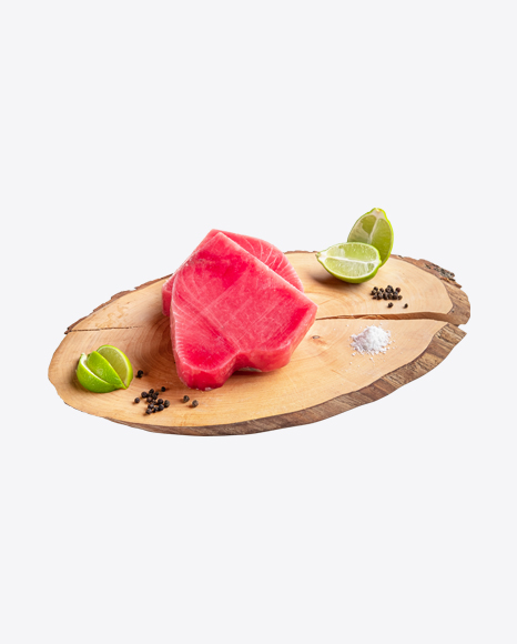Free Tuna Pieces on Wooden Slice