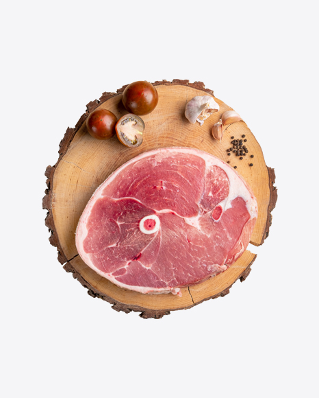 Free Raw Pork Steak on Wooden Slice