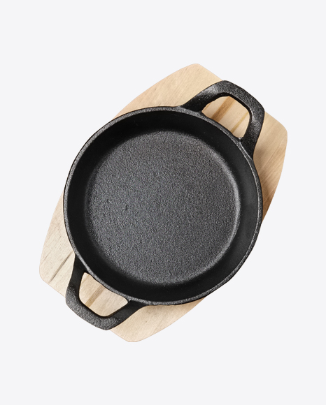 Free Cast Iron Pan on Wooden Board