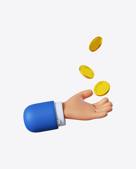 Free Cartoon Hand with Coins