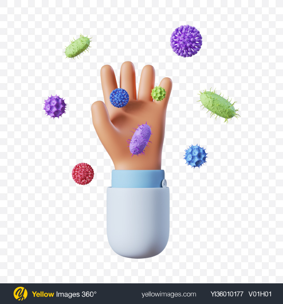 Download Download Doctor Hand With Bacteria Transparent Png On Yellow Images