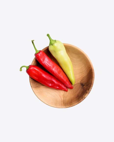 Free Peppers in Wooden Bowl