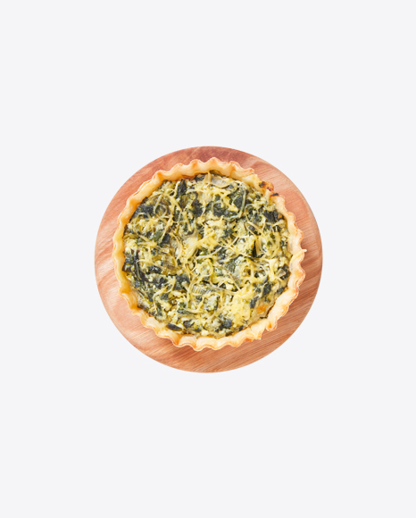 Free Tart w/ Spinach & Cheese on Wooden Board