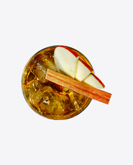 Free Cocktail w/ Ice Rocks, Apple Slices & Cinnamon Stick