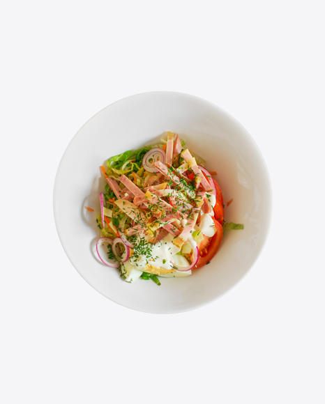 Free Fresh Green Salad w/ Ham Slices & Boiled Egg