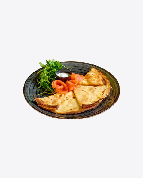 Free Pancakes w/ Salmon, Sour Cream & Arugula