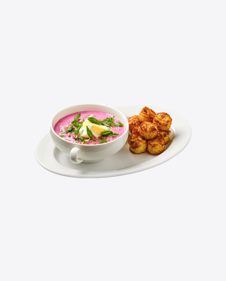 Free Cold Beetroot Soup w/ Fired Potato Balls