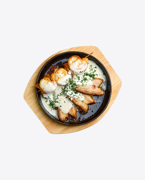 Free Baked Cheese Rolls w/ Pork Slices in Cream Gravy