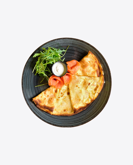 Free Pancakes w/ Salmon, Sour Cream & Arugula