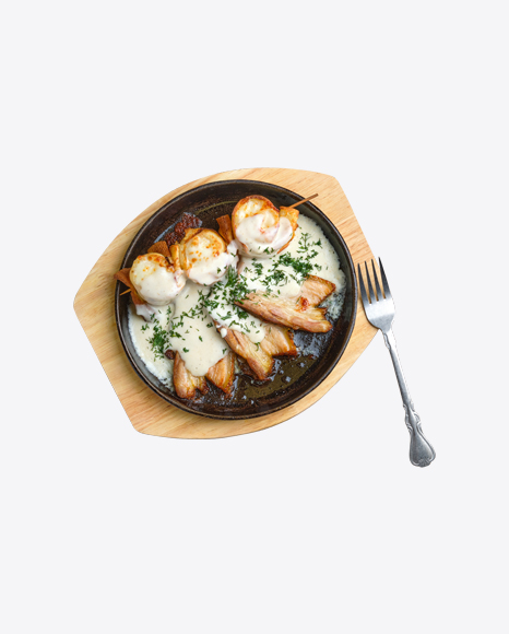 Free Baked Cheese Rolls w/ Pork Slices in Cream Gravy