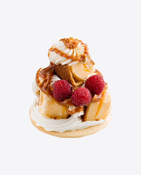 Free Caramel Dessert w/ Cream & Raspberries