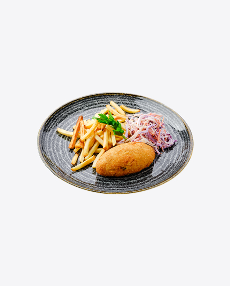 Free Fried Cutlet w/ French Fries & Cabbage Salad