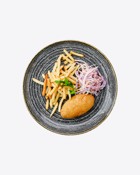 Free Fried Cutlet w/ French Fries & Cabbage Salad