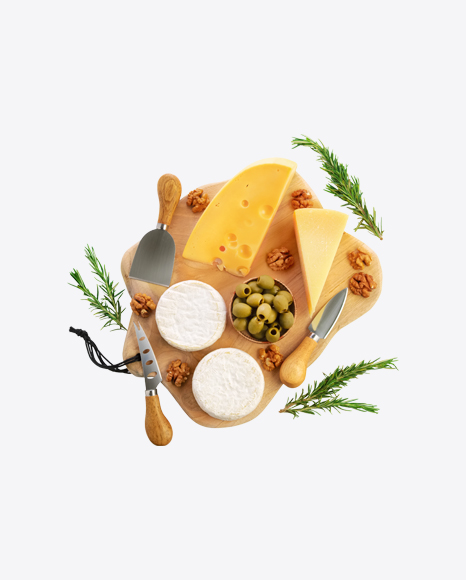 Free Cheese Set on Wooden Board