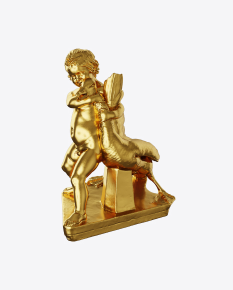 Free Golden Boy with Goose Sculpture