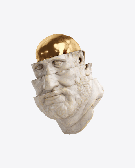 Free Head Sculpture with Golden Details