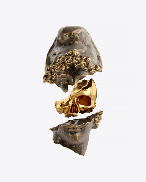 Free Head Sculpture with Golden Details