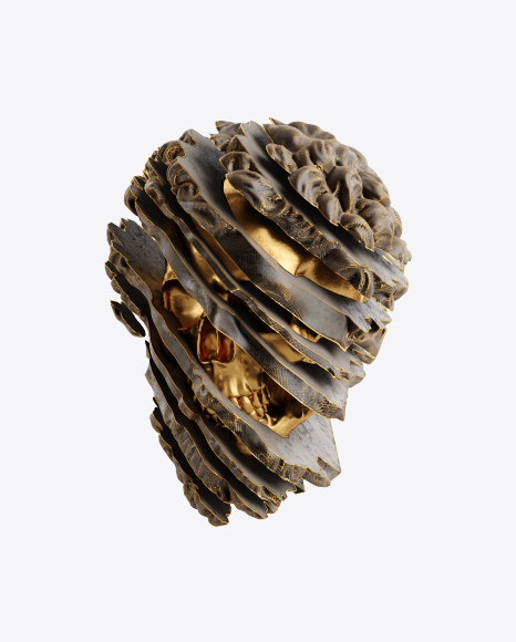 Free Head Sculpture with Golden Details