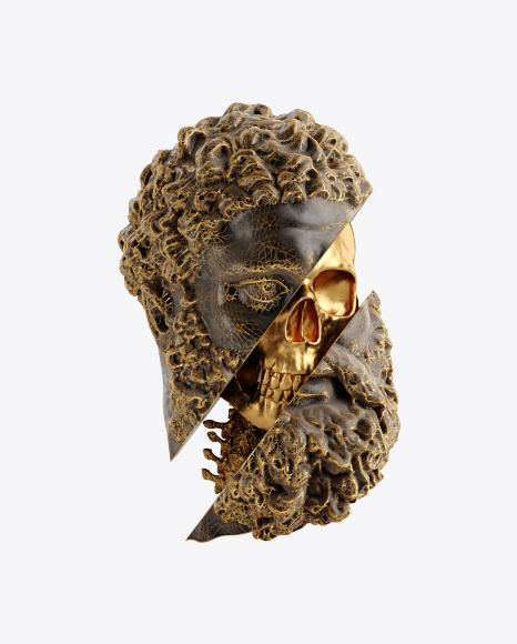 Free Head Sculpture with Golden Details