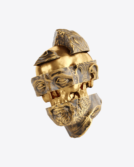 Free Head Sculpture with Golden Details
