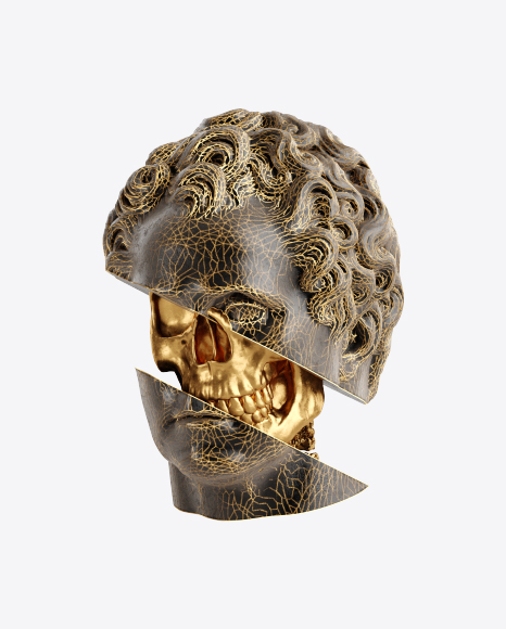 Free Head Sculpture with Golden Details