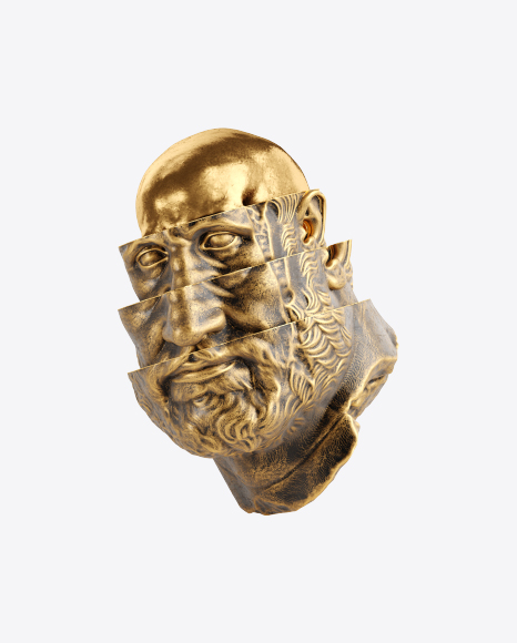 Free Head Sculpture with Golden Details